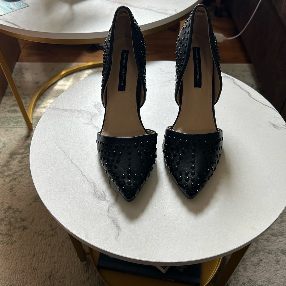 French Connection Black Studded Heels